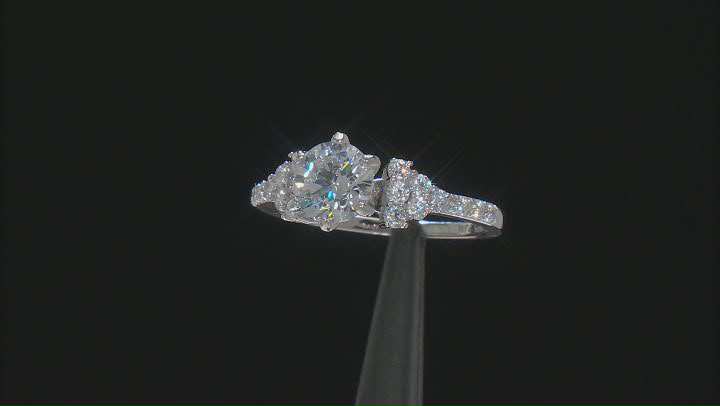 White Cubic Zirconia Rhodium Over Sterling Silver Ring With Bands 3.23ctw Video Thumbnail