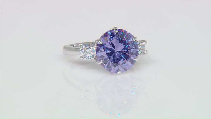 Purple And White Cubic Zirconia Rhodium Over Sterling Silver Ring 9.89ctw Video Thumbnail