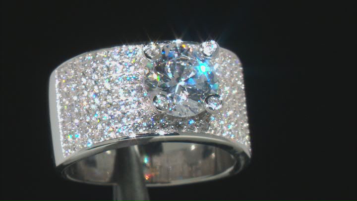 White Cubic Zirconia Rhodium Over Sterling Silver Ring 5.70ctw Video Thumbnail