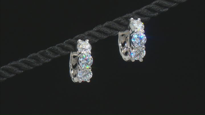 White Cubic Zirconia Rhodium Over Sterling Silver Earrings 3.15CTW