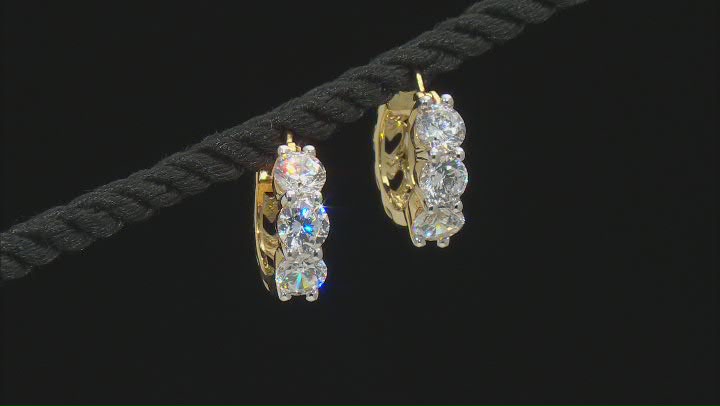 White Cubic Zirconia 18K Yellow Gold Over Sterling Silver Earrings 3.15CTW