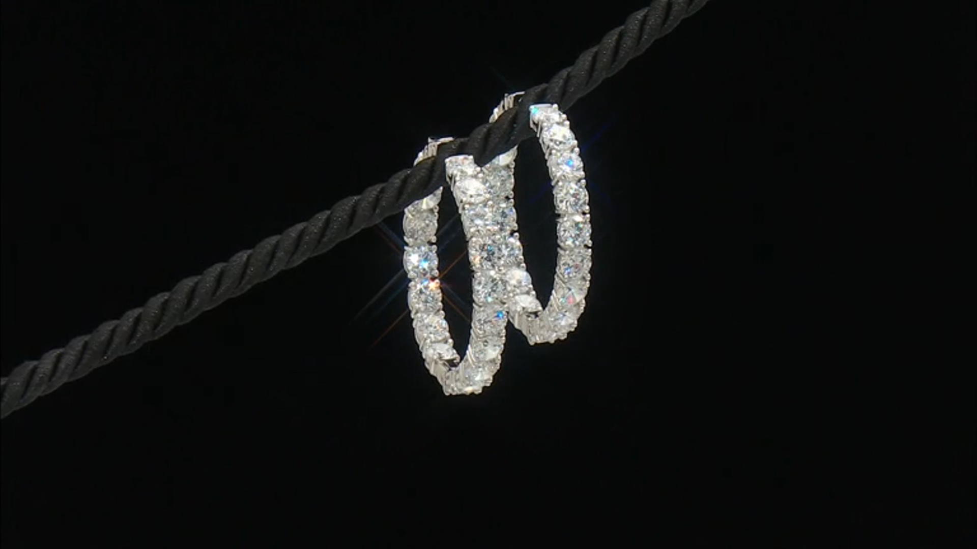 White Cubic Zirconia Rhodium Over Sterling Silver Hoop Earrings 29.92CTW Video Thumbnail