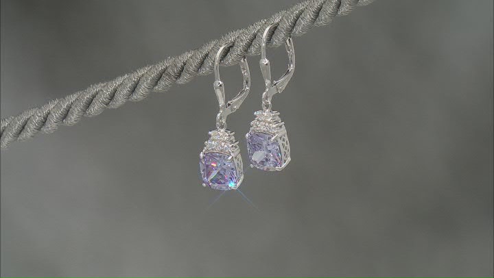 Purple And White Cubic Zirconia Rhodium Over Sterling Silver Earrings 8.44CTW Video Thumbnail