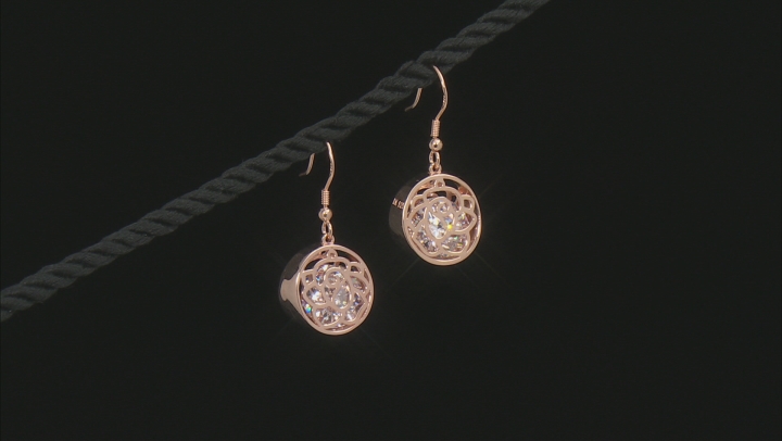 White Cubic Zirconia 18K Rose Gold Earrings 13.31CTW Video Thumbnail