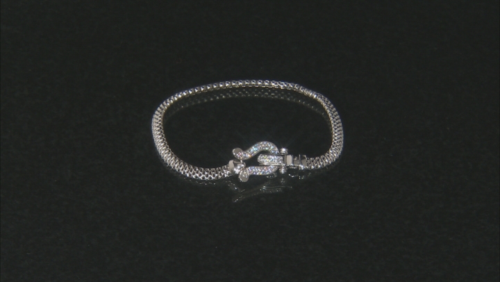 White Cubic Zirconia Rhodium Over Sterling Silver Statement Bracelet 0.64ctw Video Thumbnail