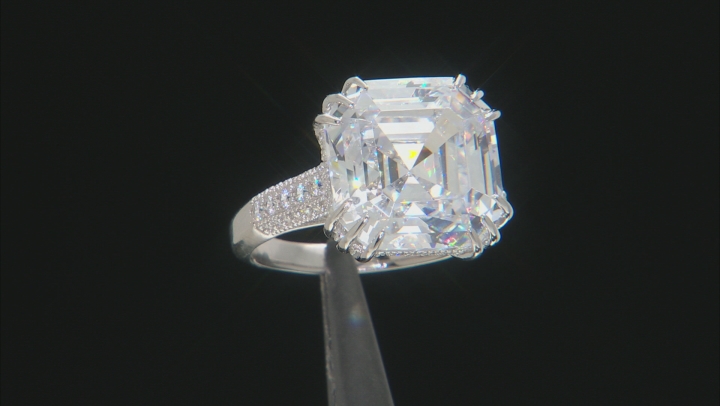 White Cubic Zirconia Rhodium Over Sterling Silver Ring 23.95CTW Video Thumbnail