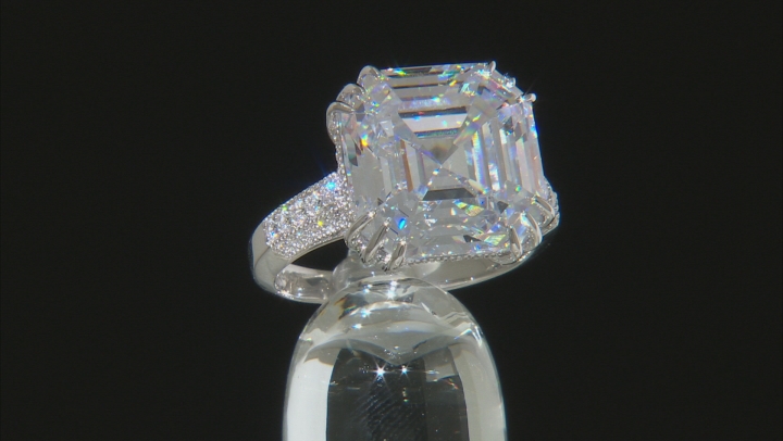 White Cubic Zirconia Rhodium Over Sterling Silver Ring 23.95CTW Video Thumbnail