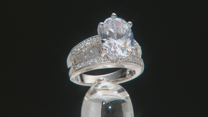 White Cubic Zirconia Rhodium Over Sterling Silver Ring 11.24CTW Video Thumbnail