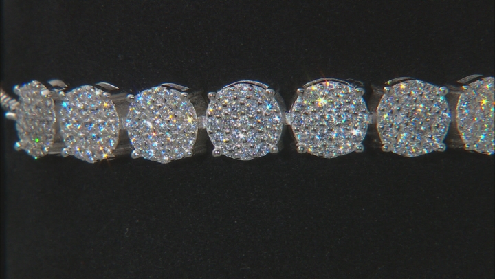 White Cubic Zirconia Rhodium Over Sterling Silver Adjustable Bracelet 3.14ctw Video Thumbnail