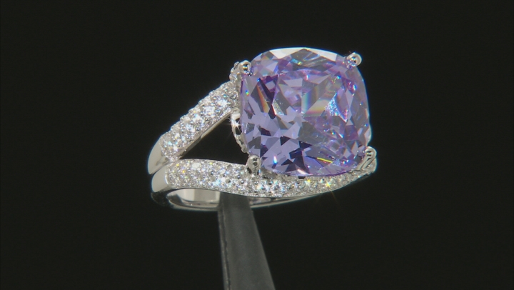 Purple and White Cubic Zirconia Rhodium Over Sterling Silver Ring 14.99ctw Video Thumbnail