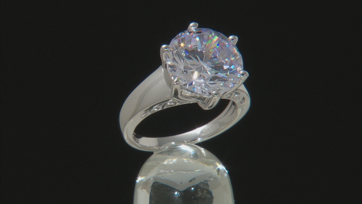 White Cubic Zirconia Platinum Over Sterling Silver Ring 11.90ctw Video Thumbnail