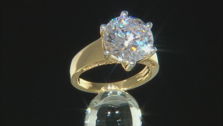 White Cubic Zirconia 18k Yellow Gold Over Sterling Silver Ring 11.90ctw Video Thumbnail