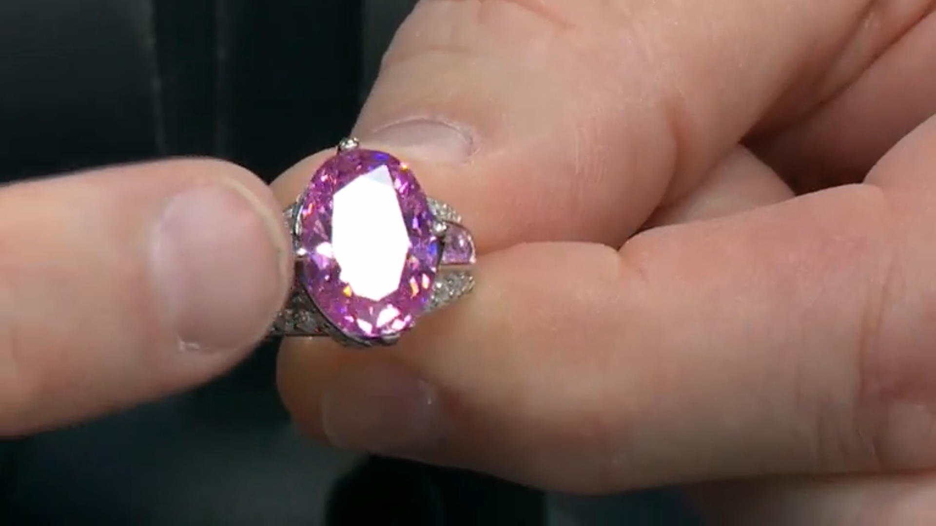 Pink and White Cubic Zirconia Rhodium Over Sterling Silver Ring 8.51ctw Video Thumbnail