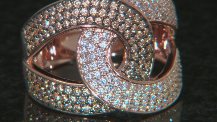 Champagne and White Cubic Zirconia 18k Rose Gold Over Sterling Silver Ring 1.99ctw Video Thumbnail