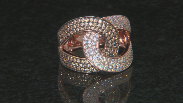 Champagne and White Cubic Zirconia 18k Rose Gold Over Sterling Silver Ring 1.99ctw Video Thumbnail