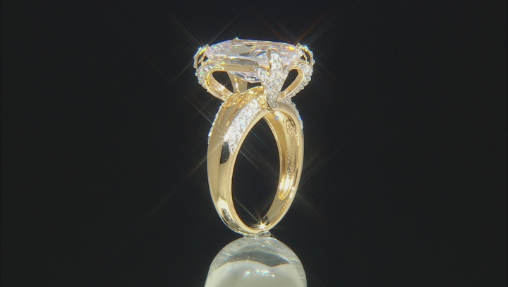 White Cubic Zirconia 18k Yellow Gold Over Sterling Silver Ring 10.94ctw Video Thumbnail