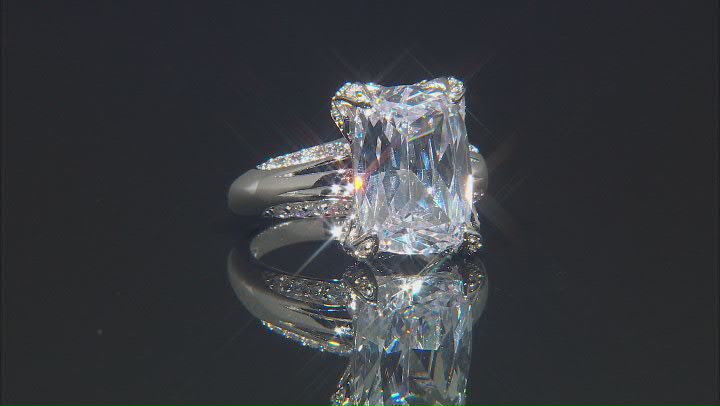 White Cubic Zirconia Platinum Over Sterling Silver Ring 10.94ctw Video Thumbnail
