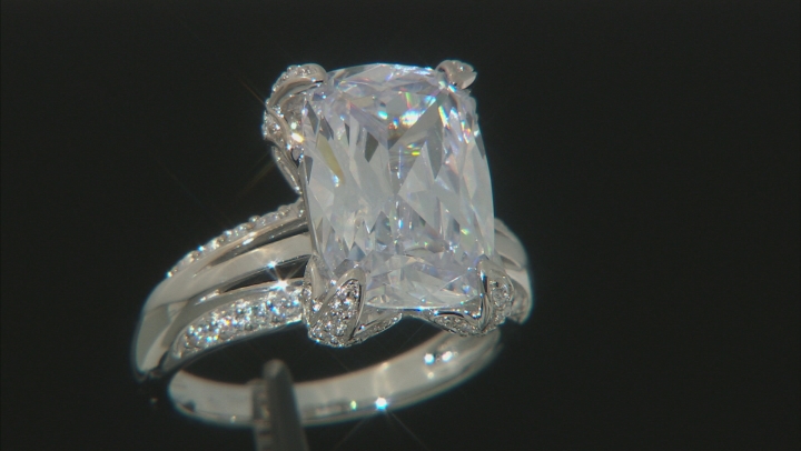 White Cubic Zirconia Platinum Over Sterling Silver Ring 10.94ctw Video Thumbnail