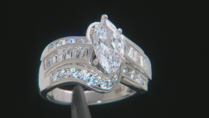 White Cubic Zirconia Rhodium Over Sterling Silver Ring 4.69ctw Video Thumbnail