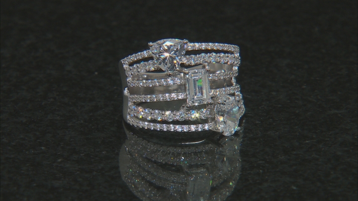 White Cubic Zirconia Rhodium Over Sterling Silver Ring 5.54ctw Video Thumbnail