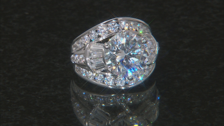 White Cubic Zirconia Rhodium Over Sterling Silver Ring 16.44ctw Video Thumbnail