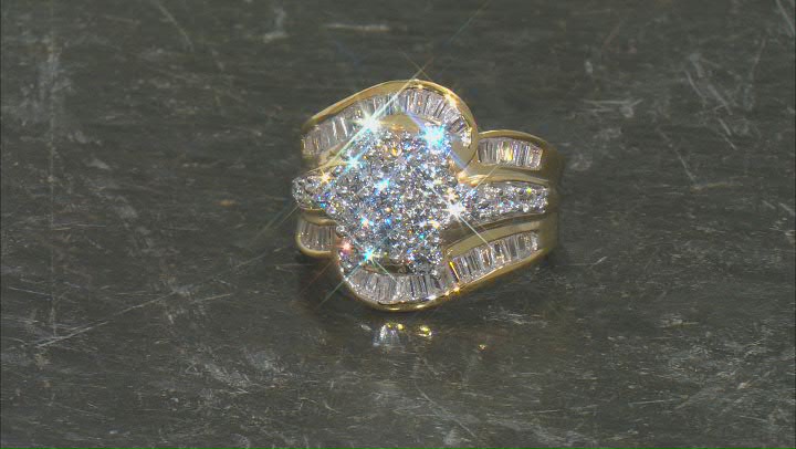 White Cubic Zirconia 18k Yellow Gold Over Sterling Silver Ring 4.50ctw Video Thumbnail