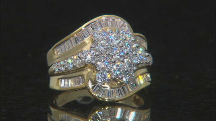 White Cubic Zirconia 18k Yellow Gold Over Sterling Silver Ring 4.50ctw Video Thumbnail
