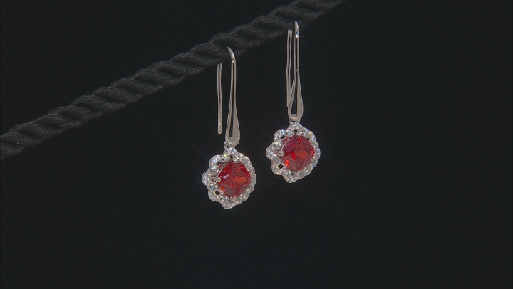 Orange and White Cubic Zirconia Rhodium Over Sterling Silver Earrings 3.76ctw