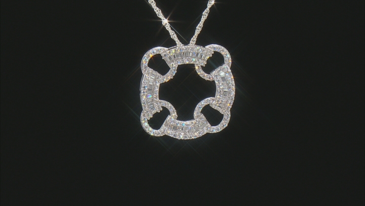 White Cubic Zirconia Rhodium Over Sterling Silver Pendant With 18" Chain and 2" Extender 2.70ctw Video Thumbnail