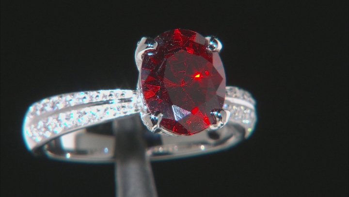 Red and White Cubic Zirconia Rhodium Over Sterling Silver Ring 4.14ctw Video Thumbnail