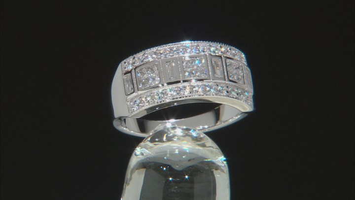White Cubic Zirconia Platinum Over Sterling Silver Ring 1.36ctw Video Thumbnail