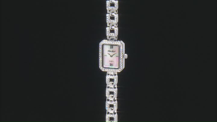 White Cubic Zirconia Rhodium Over Brass Ladies Wrist Watch 2.43ctw Video Thumbnail