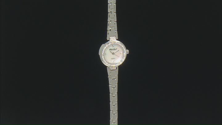 White Cubic Zirconia Rhodium Over Brass Ladies Wrist Watch 0.98ctw