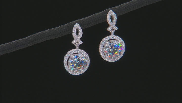 Cubic Zirconia Rhodium Over Sterling Silver Earrings, Ring And Pendant With Chain Set 11.42ctw Video Thumbnail