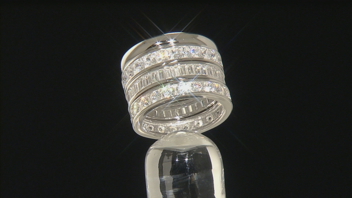 White Cubic Zirconia Rhodium Over Sterling Silver Bands, Set Of 4 10.73ctw Video Thumbnail