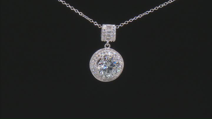 White Cubic Zirconia Rhodium Over Sterling Silver Jewelry Set 13.00ctw Video Thumbnail