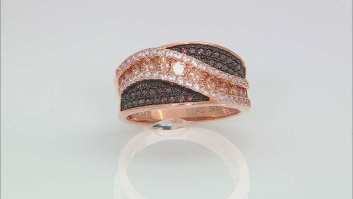 Brown, Mocha, And White Cubic Zirconia 18k Rose Gold Over Sterling Silver Ring 1.60ctw Video Thumbnail