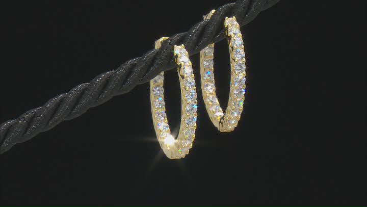 Cubic Zirconia 18k Yellow Gold Over Sterling Silver Hoop Earrings 4.00ctw Video Thumbnail
