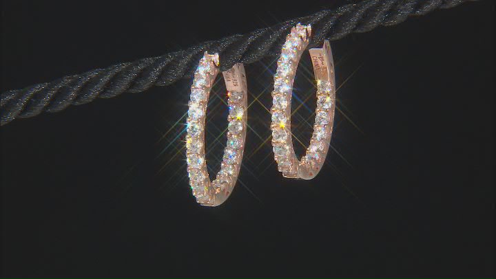 Cubic Zirconia 18K Rose Gold Over Sterling Silver Hoop Earrings 4.00ctw Video Thumbnail