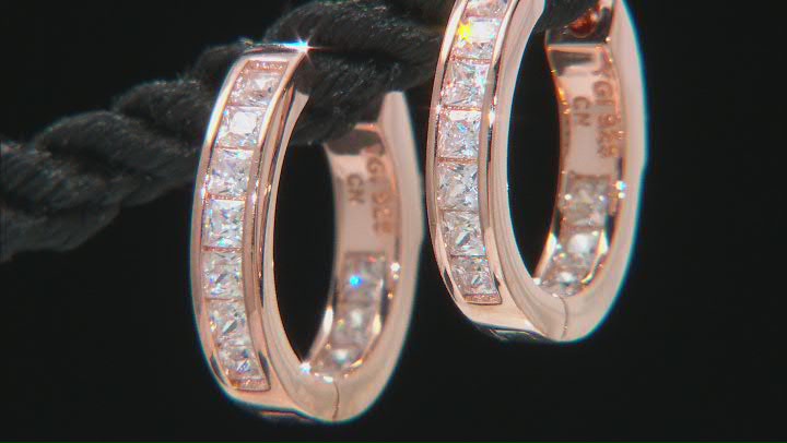White Cubic Zirconia Princess Cut 18k Rose Gold Over Sterling Silver Earrings 1.75ctw