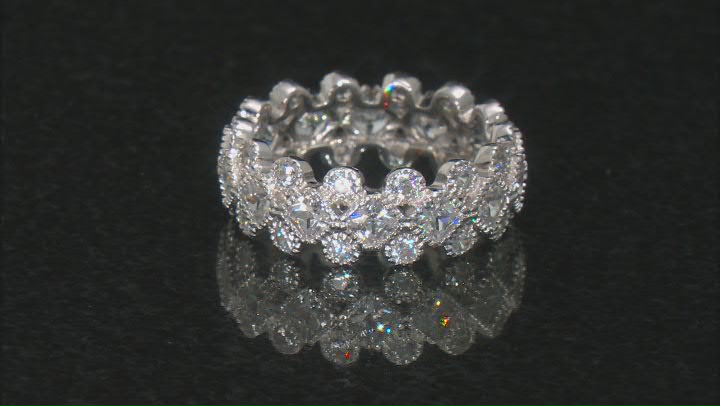 Cubic Zirconia Rhodium Over Sterling Silver Ring 5.74ctw Video Thumbnail