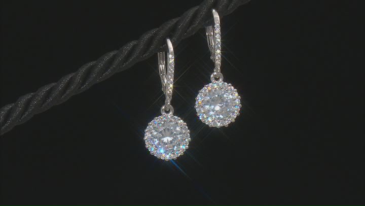 Cubic Zirconia Rhodium Over Silver Earrings Ring And Pendant With Chain 12.54ctw Video Thumbnail