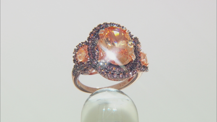 Brown And Mocha Cubic Zirconia 18k Rose Gold Over Silver Ring Video Thumbnail