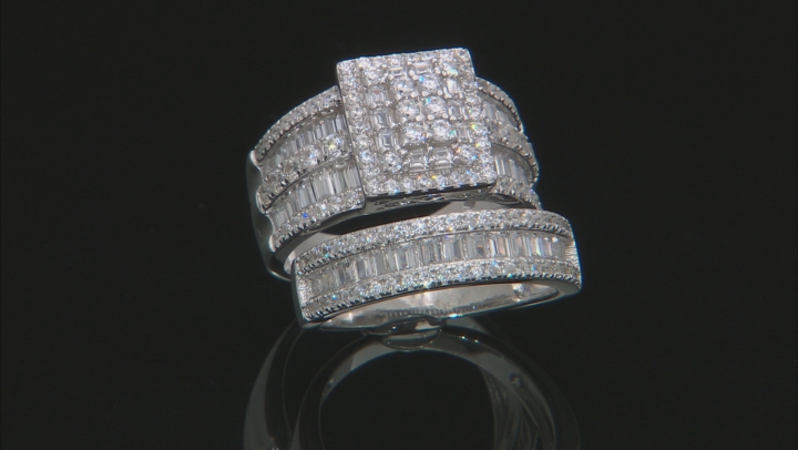 White Cubic Zirconia Rhodium Over Silver Ring With Band 4.33ctw Video Thumbnail