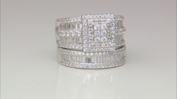 White Cubic Zirconia Rhodium Over Silver Ring With Band 4.33ctw Video Thumbnail