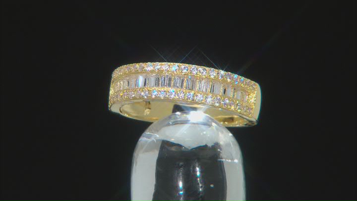 White Cubic Zirconia 18k Yellow Gold Over Sterling Silver Ring With Band 4.32ctw Video Thumbnail