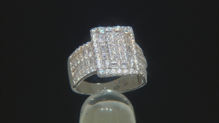 White Cubic Zirconia Rhodium Over Silver Ring 3.57ctw Video Thumbnail