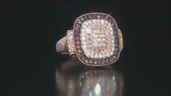 Brown And White Cubic Zirconia 18k Rose Gold Over Sterling Silver Ring 1.87ctw Video Thumbnail