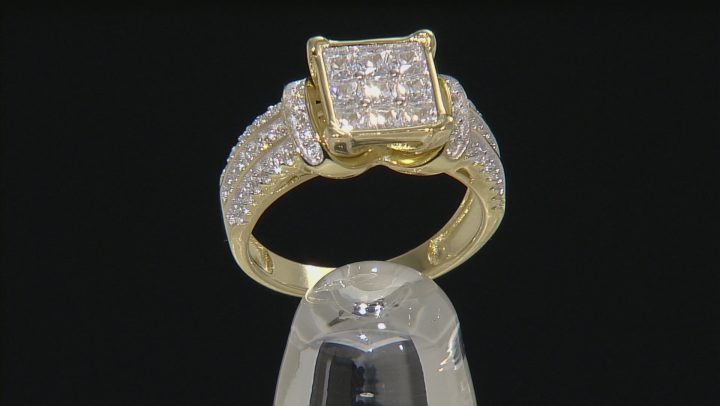 White Cubic Zirconia 18k Yellow Gold Over Silver Ring 2.10ctw Video Thumbnail
