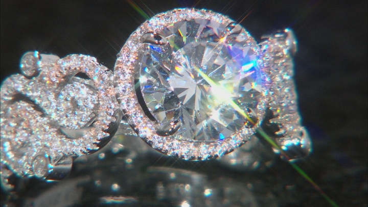 White Cubic Zirconia Rhodium Over Silver And 18kt Rose Gold Over Silver Ring 6.18ctw Video Thumbnail